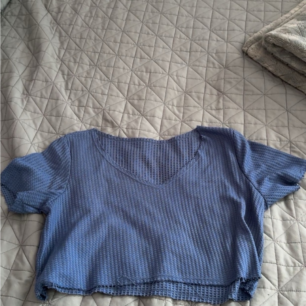 Blue V-Neck Women's Top